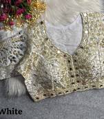 White 3d peacock real mirror work italian silk blend blouse
