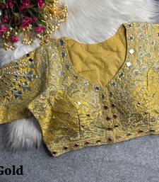 Gold 3d peacock real mirror work italian silk blend blouse