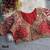 Red 3d peacock real mirror work italian silk blend blouse