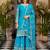 Blue silk blend embroidered sharara set