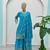 Blue silk blend embroidered sharara set