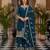 Teal-blue silk blend embroidered sharara set