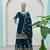 Teal-blue silk blend embroidered sharara set