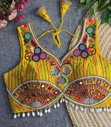 Yellow navratri multi mirror work apple cut blouse
