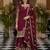 Maroon silk blend embroidered sharara set