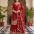 Red silk blend embroidered sharara set