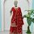 Red silk blend embroidered sharara set