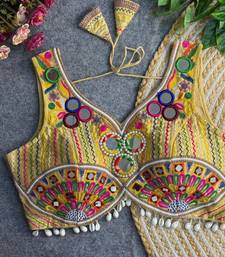 Beige navratri multi mirror work apple cut blouse