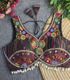 Black navratri multi mirror work apple cut blouse