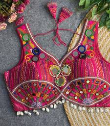 Rani pink navratri multi mirror work apple cut blouse