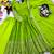 Green silk blend embroidered flared gown set
