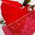 Red faux georgette embroidered flared gown set