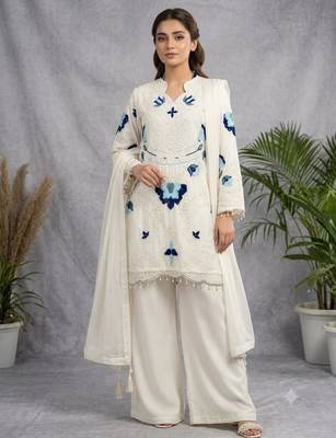 Off-white organza embroidered palazzo set 1