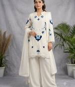 Off-white organza embroidered palazzo set