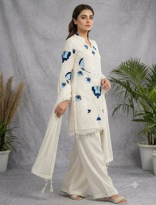 Off-white organza embroidered palazzo set 2