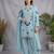Aqua-blue organza embroidered palazzo set