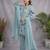 Aqua-blue organza embroidered palazzo set