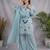 Aqua-blue organza embroidered palazzo set