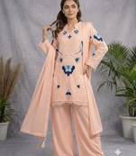 Peach organza embroidered palazzo set