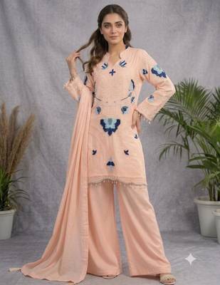 Peach organza embroidered palazzo set 3