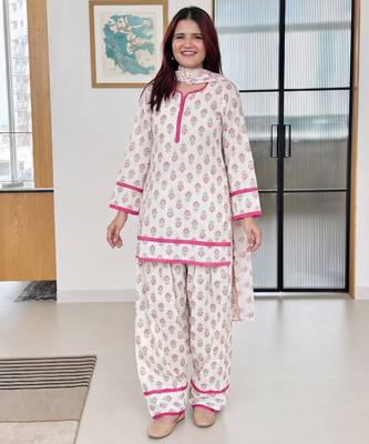 White crepe printed farshi salwar set 2