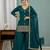 Teal-green silk blend embroidered palazzo set