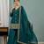 Teal-green silk blend embroidered palazzo set