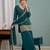 Teal-green silk blend embroidered palazzo set