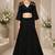 Black Georgette Plain Crop Top Lehengas