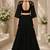 Black Georgette Plain Crop Top Lehengas