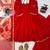 Red silk blend lace anarkali set