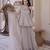 Grey silk blend embroidered palazzo set