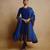 Royal-blue silk blend thread embroidery anarkali set