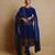 Royal-blue silk blend thread embroidery anarkali set