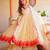 Beige silk blend embroidered anarkali set