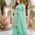 Green silk blend embroidered palazzo set