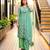 Green silk blend embroidered palazzo set