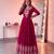 Red georgette embroidered flared gown set