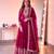 Red georgette embroidered flared gown set