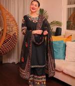 Black crepe embroidered salwar kameez