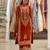Orange faux georgette embroidered kurta set