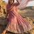 Pink silk blend embroidered flared gown set