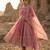 Pink silk blend embroidered flared gown set