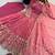 Pink silk blend embroidered flared gown set