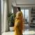 Yellow silk blend embroidered palazzo set