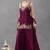Plum silk blend embroidered palazzo set