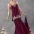 Plum silk blend embroidered palazzo set
