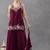 Plum silk blend embroidered palazzo set