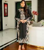 Black rayon embroidered kurta set