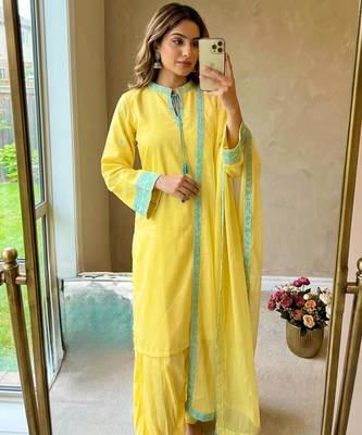 Yellow silk blend embroidered with ballon pants 2